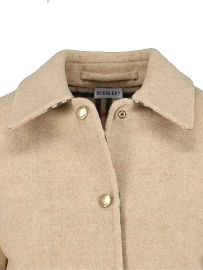 Burberry Collared Neck Jacket Side Pockets Long Sleeves In Neutral