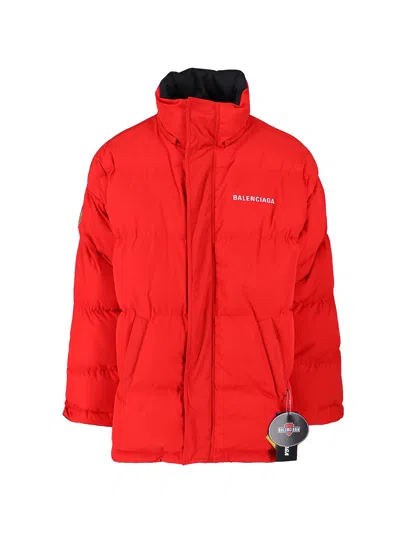 Balenciaga Logo Reversible Down Jacket In Black