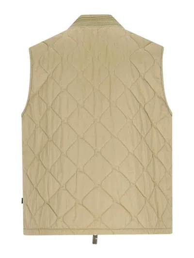 Burberry Quilted Vest Ribbed Collar Sleeveless In Brown