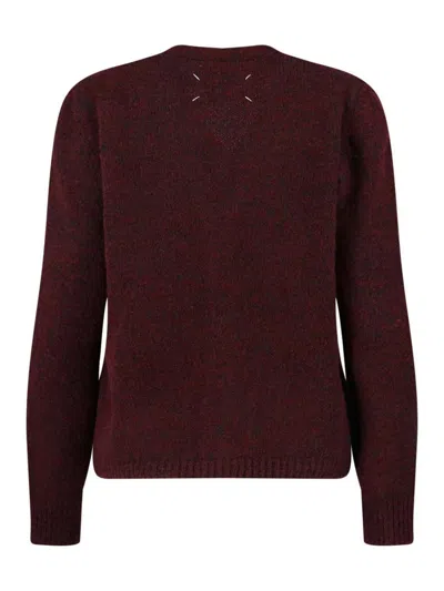 Maison Margiela Washed Wool Knit Cardigan In Brown