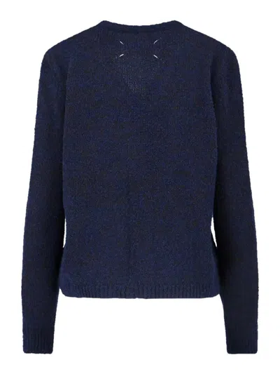 Maison Margiela Wool Blend Cardigan In Blue