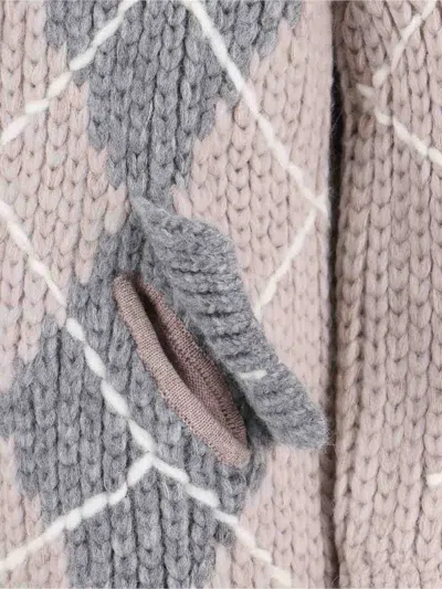 Ermanno Scervino Argyle-pattern Pocket Cardigan In Gray