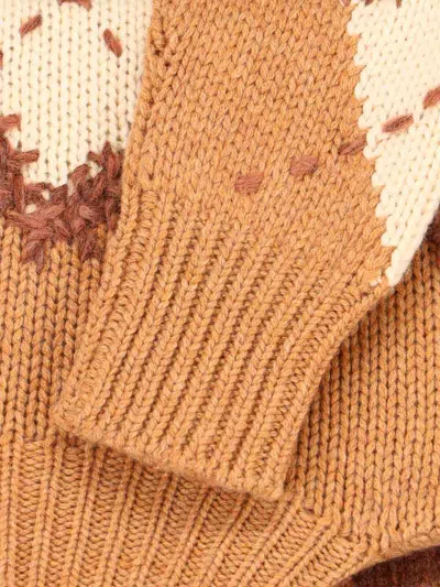 Ermanno Scervino Mock-neck Diamond-pattern Sweater In Brown