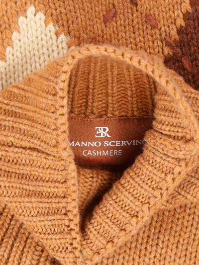 Ermanno Scervino Mock-neck Diamond-pattern Sweater In Brown