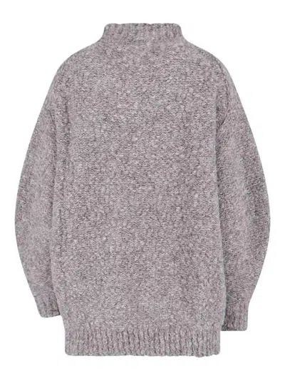 Isabel Marant Relaxed High Neck Sweater With Ribbed Hem And Dropped Shoulders In Gray