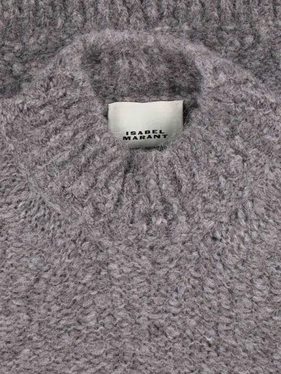 Isabel Marant Relaxed High Neck Sweater With Ribbed Hem And Dropped Shoulders In Gray