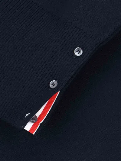 Thom Browne Blue Crewneck Swwater With 4-bar On The Sleeve And Ribbed Trims In Wool Man In Blue