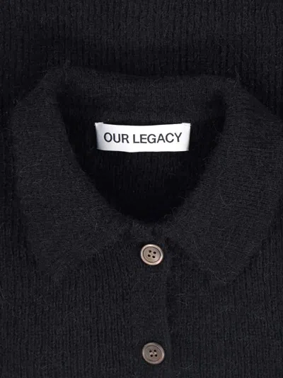 Our Legacy Cropped Top With Classic Collar And Button-down Front In Black