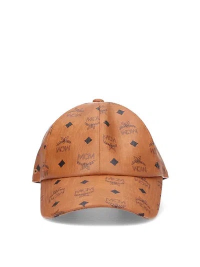 Mcm Casual Buckle Detail Curved Brim Hat In Brown