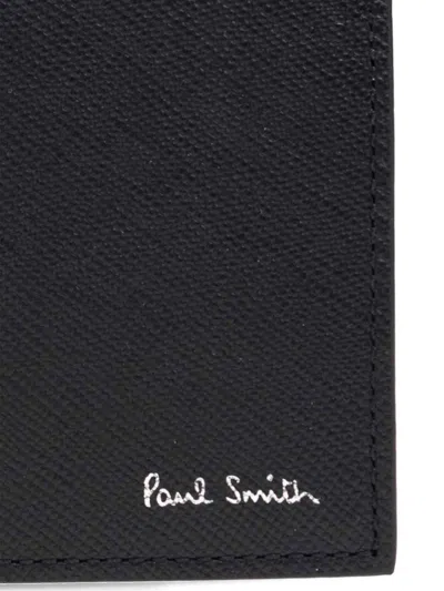 Paul Smith Textured Leather Bifold Wallet With Embossed Signature In Black