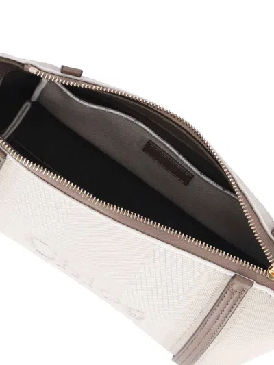 Chloé Logo Embroidered Canvas Shoulder Bag In Neutral