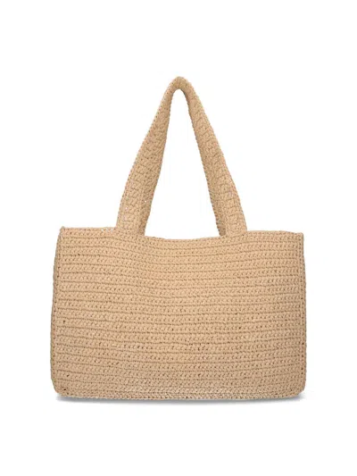 Valentino Borsa Shopping Viva Superstar Grande In Rafia Donna In Sand