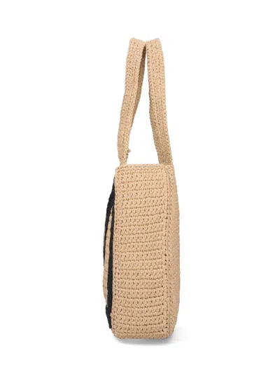 Valentino Borsa Shopping Viva Superstar Grande In Rafia Donna In Sand