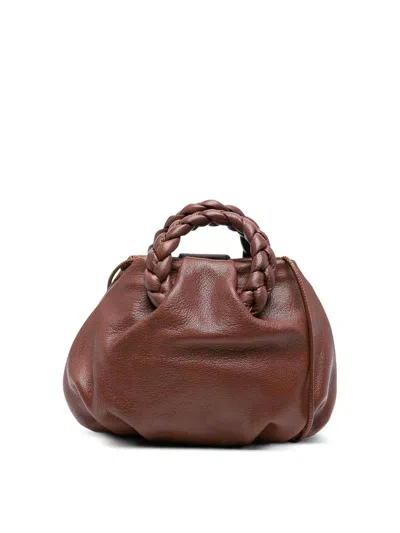 Hereu Braided Handle Shoulder Bag With Long Strap In Brown