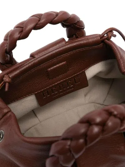 Hereu Braided Handle Shoulder Bag With Long Strap In Brown