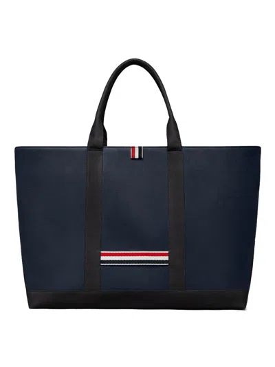 Thom Browne Structured Medium Tool Tote With Drawstring Closure In Blue