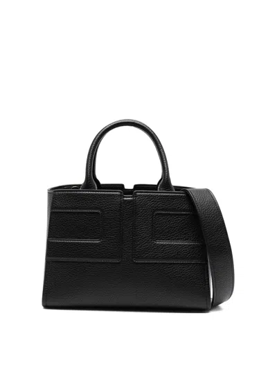 Elisabetta Franchi Medium Tote Bag With Logo In Black