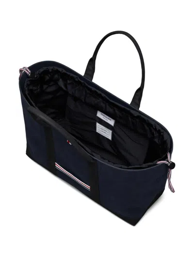 Thom Browne Structured Medium Tool Tote With Drawstring Closure In Blue