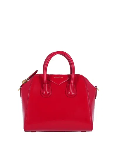 Givenchy Mini Leather Shoulder Bag With Structured Shape In Red