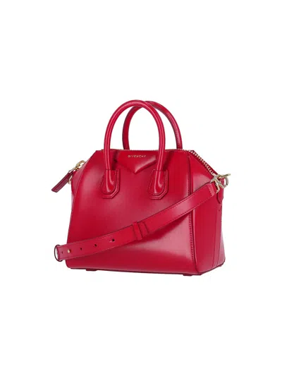 Givenchy Mini Leather Shoulder Bag With Structured Shape In Red