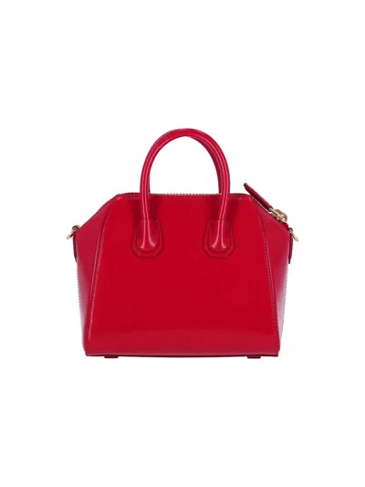 Givenchy Mini Leather Shoulder Bag With Structured Shape In Red