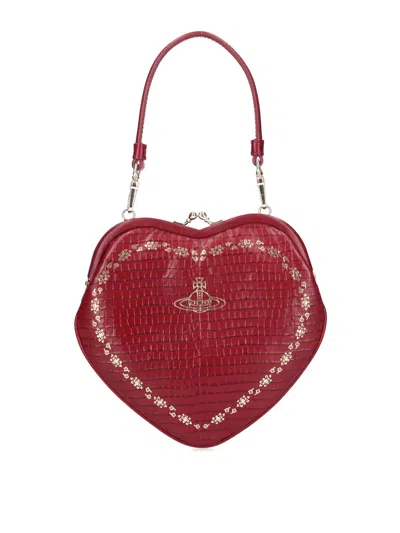 Vivienne Westwood Belle Heart Frame Crocodile-effect Tote Bag In Red