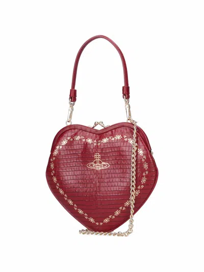 Vivienne Westwood Belle Heart Frame Crocodile-effect Tote Bag In Red