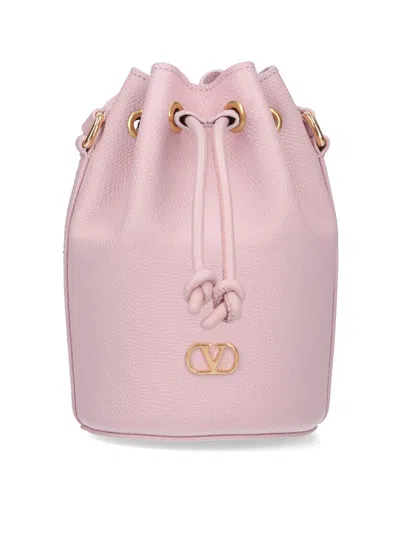 Valentino Garavani Bucket Bag With Gold-tone Hardware And Textured Finish In Nude