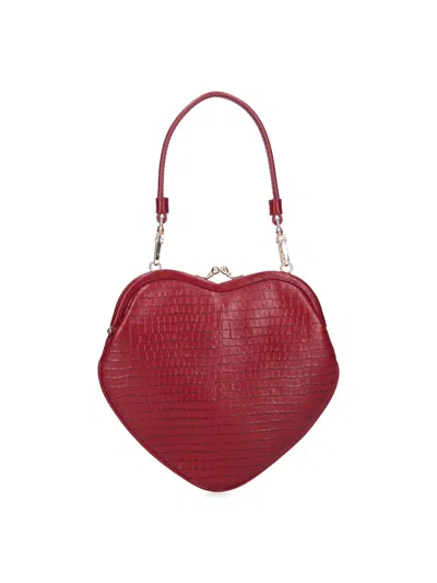 Vivienne Westwood Belle Heart Frame Crocodile-effect Tote Bag In Red