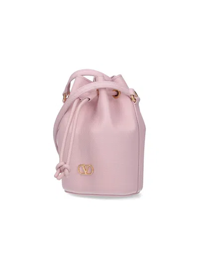 Valentino Garavani Bucket Bag With Gold-tone Hardware And Textured Finish In Nude