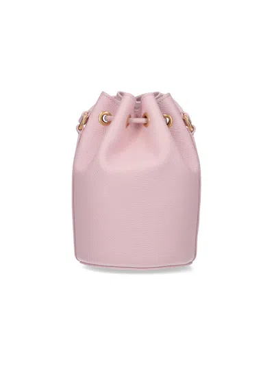 Valentino Garavani Bucket Bag With Gold-tone Hardware And Textured Finish In Nude