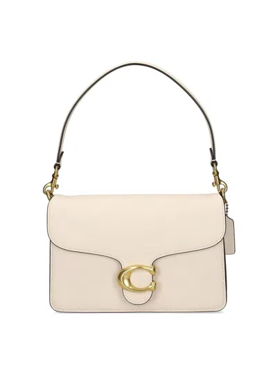 Coach Chain Tabby Chalk Leather Shoulder Bag In White