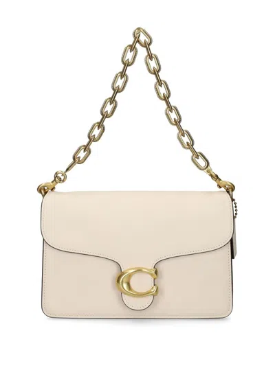 Coach Chain Tabby Chalk Leather Shoulder Bag In White