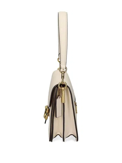 Coach Chain Tabby Chalk Leather Shoulder Bag In White