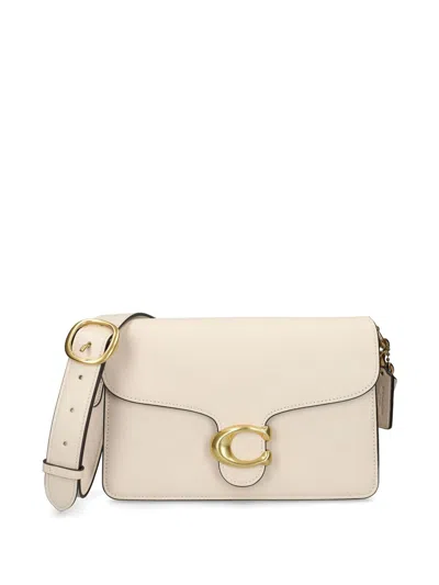 Coach Chain Tabby Chalk Leather Shoulder Bag In White