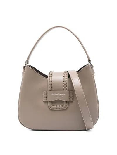Emporio Armani Small Leather Shoulder Bag In Gray