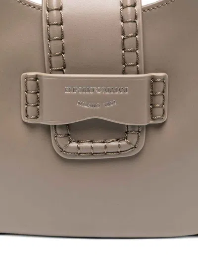 Emporio Armani Small Leather Shoulder Bag In Gray