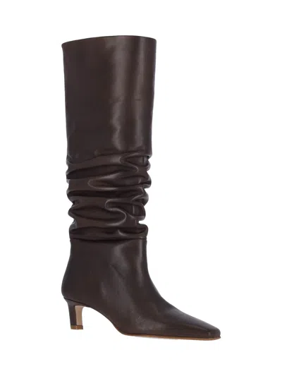 Alohas 50mm Kalila Gathered Leather Tall Boots In Brown