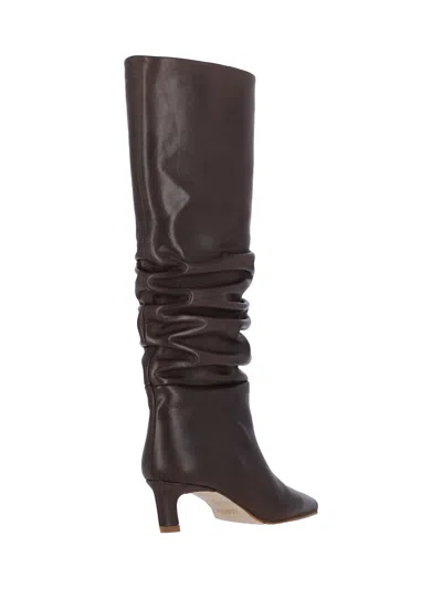 Alohas 50mm Kalila Gathered Leather Tall Boots In Brown