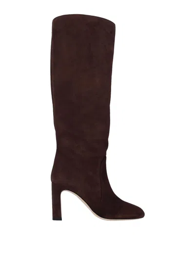 Stuart Weitzman 85mm Block-heel Suede Boots In Brown