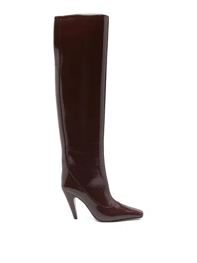 Stella Mccartney Spur Patent Tall Boot In Brown