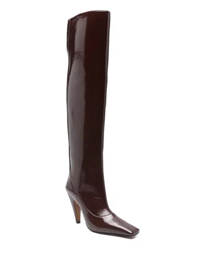Stella Mccartney Spur Patent Tall Boot In Brown