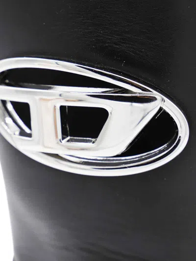 Diesel D-hammer-biker Boots In Shiny Leather In Black