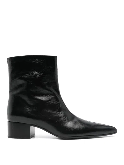 Khaite Andee Leather Ankle Boots In Black