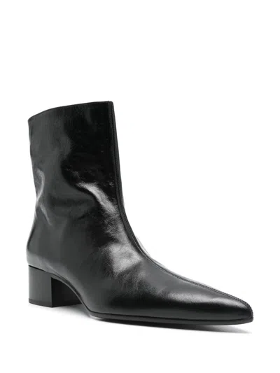 Khaite Andee Leather Ankle Boots In Black