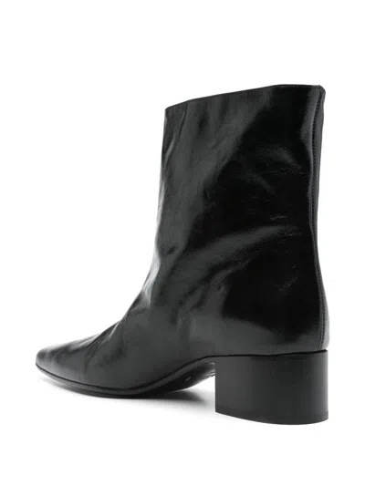 Khaite Andee Leather Ankle Boots In Black