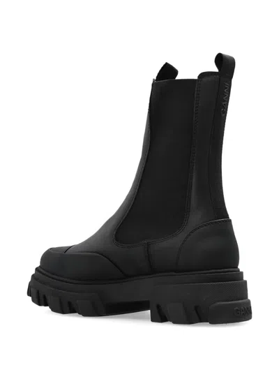 Ganni Black Leather Chelsea Boots In Black