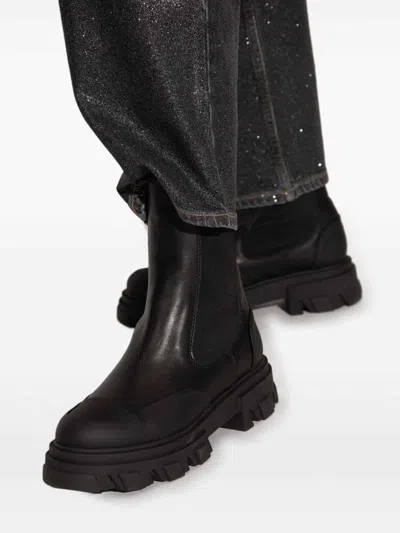 Ganni Black Leather Chelsea Boots In Black