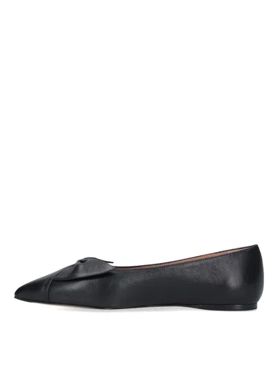 Ferragamo Bow Pointed Toe Flat Ballerina Shoes In Black
