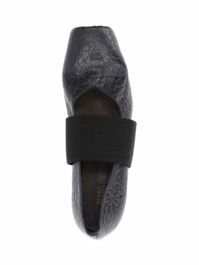 Uma Wang Leather Ballerina In Black